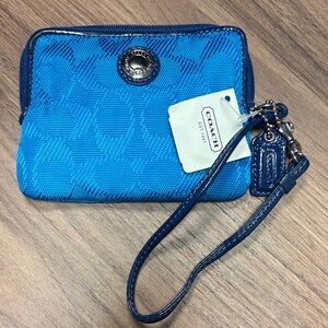 New! Coach Vibrant Blue Wristlet Clutch